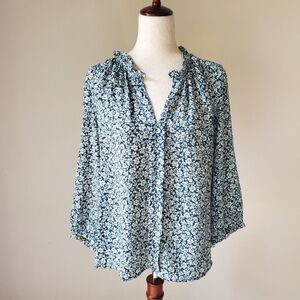 Floral Business Casual Work Blouse XL